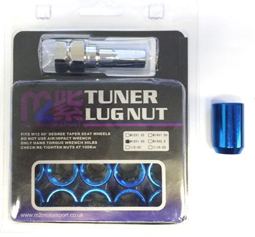 BLUE TUNER WHEEL NUTS M12 X 1.5 (20 nuts & key) / M2-JN-302-1U
