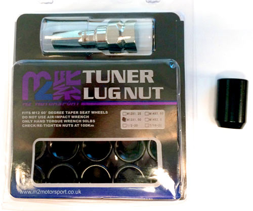 16 x Alloy Wheel Tuner Nuts M12 x 1.5 Taper Key 