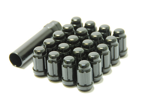 Muteki 31885B Black 12mm x 1.25mm Open End Lightweight Spline Drive Lug Nut Set with Key, Set of 20 