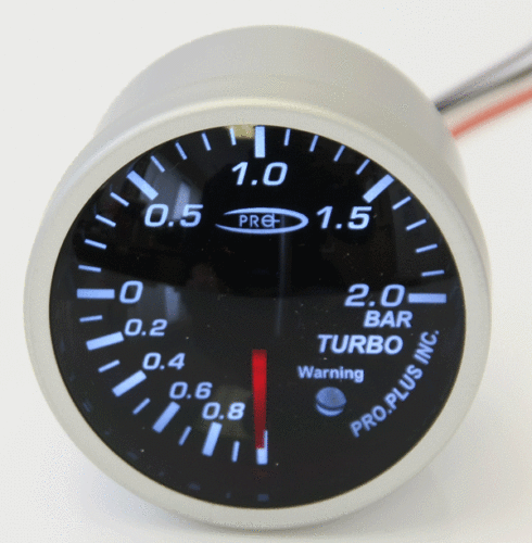 60mm BOOST GAUGE - SMOKED LENS -  BLUE WHITE LED LIGHTS / PP-31207BW