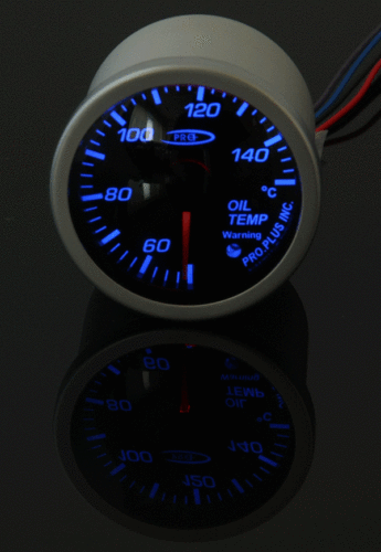 52mm OIL TEMP GAUGE - 150 DEG C  - SMOKED LENS -  BLUE WHITE LED LIGHTS / PP-31302BW