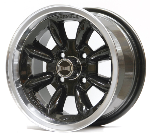 ULTRALITE MINI WHEELS 13x7J - ET10 - 4X101.6 PCD - BLACK WITH POLISHED RIM / SPML3BK